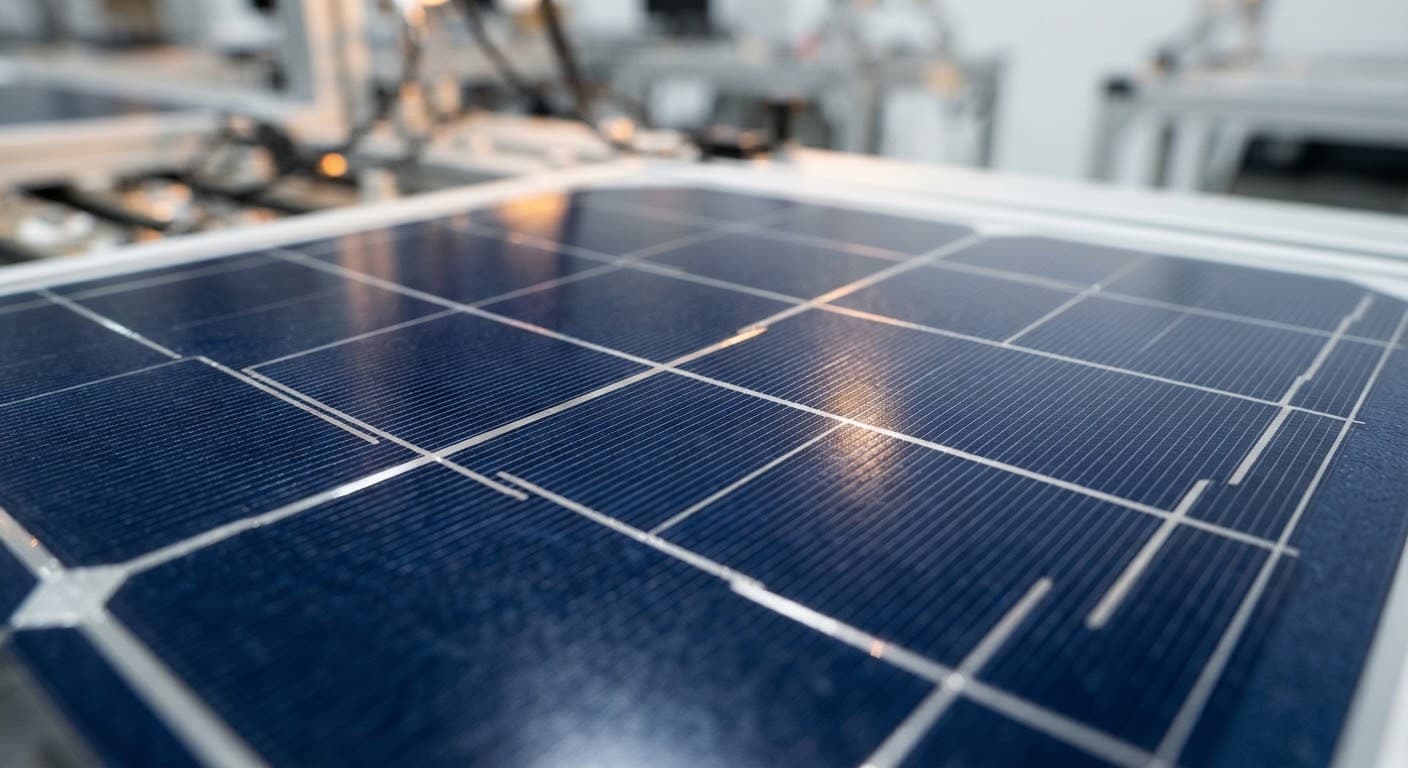 Macro detail of a Tier 1 monocrystalline solar panel